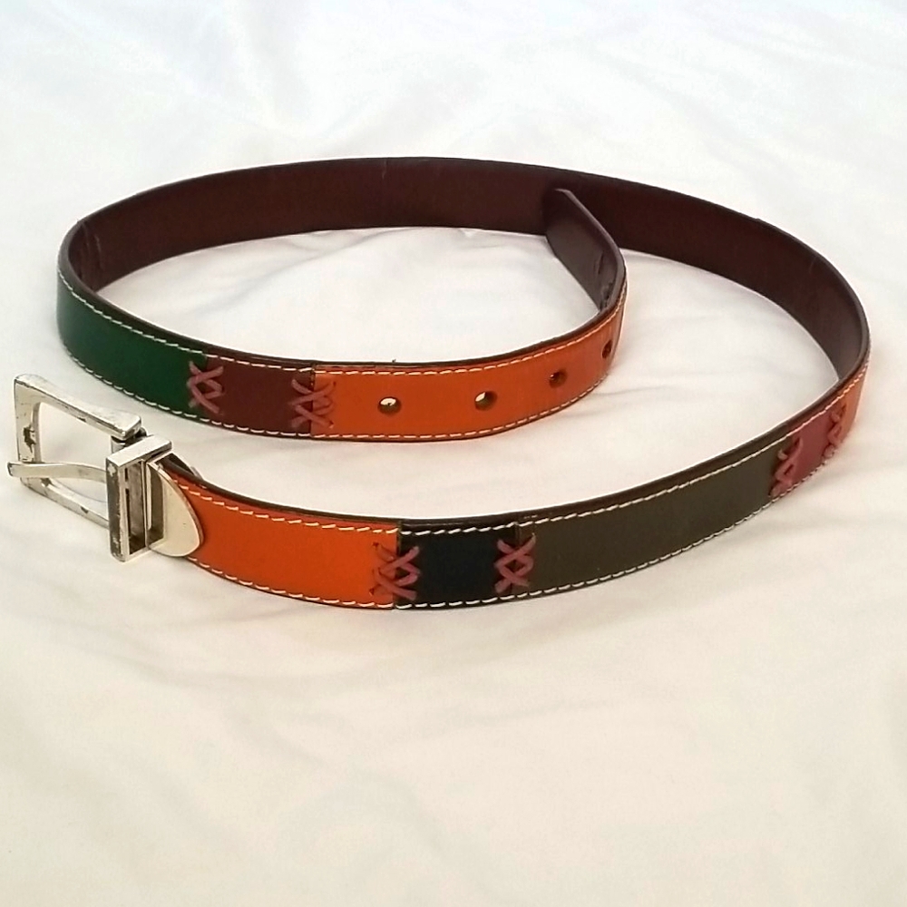 Multicolor leather belt -B6